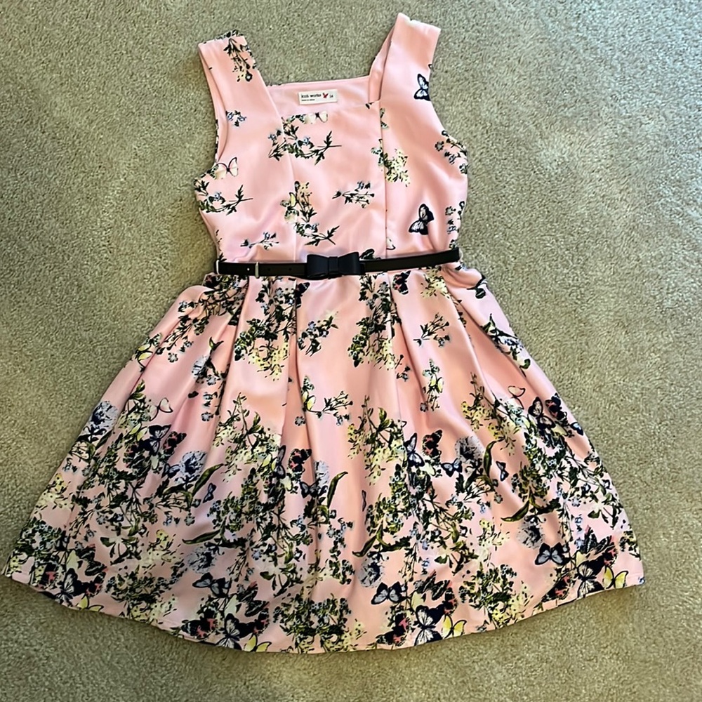 Knitworks Floral Fancy Girls Dress with belt